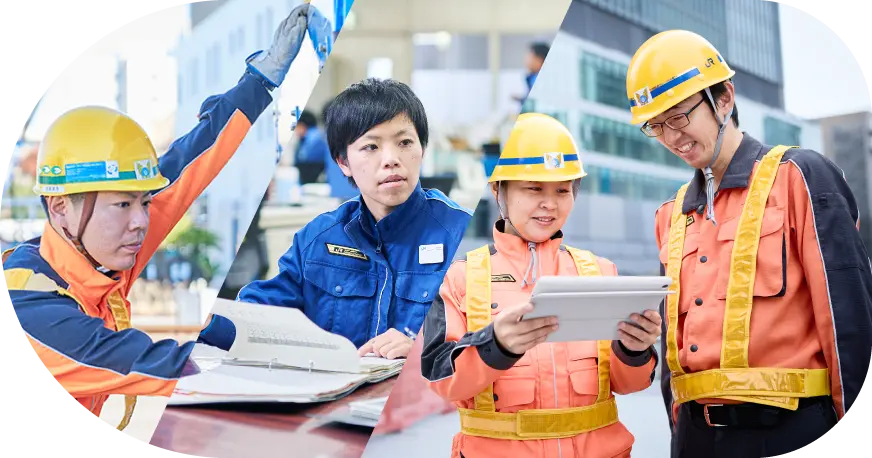 働いている人たちの写真